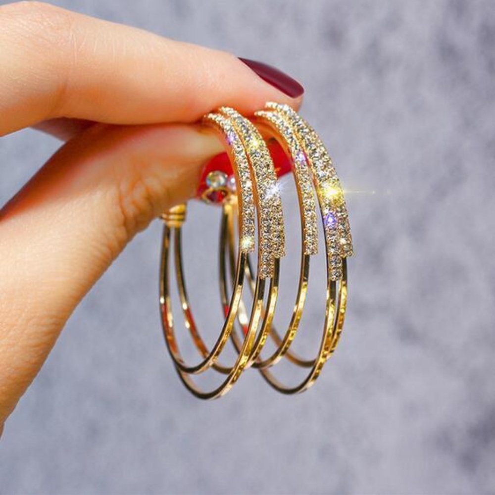 Sparkly Multilayer Hoop Earrings (choose silver or gold)